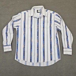 Wrangler Pearl Snap Shirt Herren XL Western Langarm weiß aztekisch - Bild 1 von 11