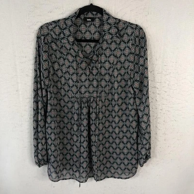 Blusa Mossimo Mujer Pequeña Negra Azul Patrón Femenino Boho Bohemio Top Foto 1 de 4