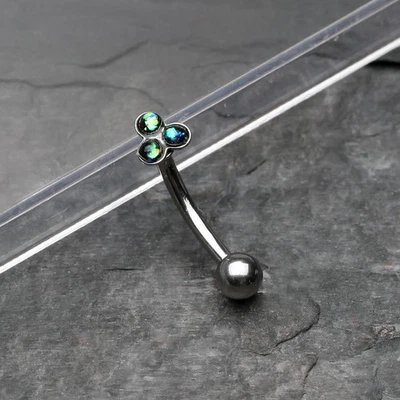 Anillo Barra Curvada Brillante Ópalo Trinidad 16ga Foto 1 de 2