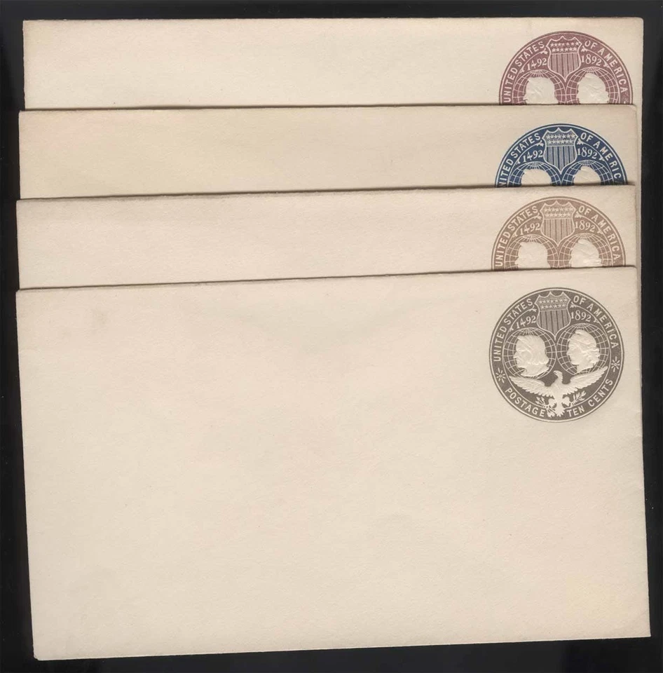 US Sc U348 U349 U350 U351 Multicolor 1¢-10¢ 1893 Unused Size 11, Knife 61 Wmk11 - Image 1 of 1