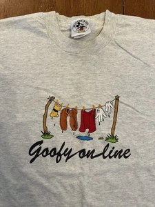 Vintage 90s Goofy On Line Disney T Shirt Large Single Stitch - Picture 1 of 10