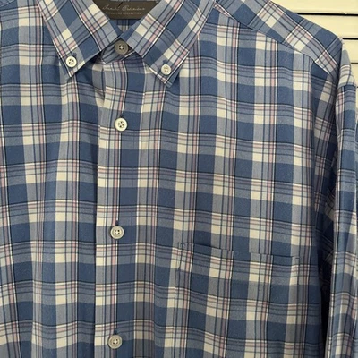 Daniel Cremieux Signature Collection Mens Large Blue Plaid Shirt Classic LS - Image 1 of 4