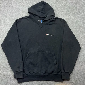 Vintage Champion Hoodie Men’s XXL Black 90s Made In USA Embroidered 2XL - Picture 1 of 10