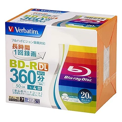 Verbatim Blank Blu-ray Disc BD-R DL 50GB 20pcs White Printable Single Side 4x - Image 1 of 4