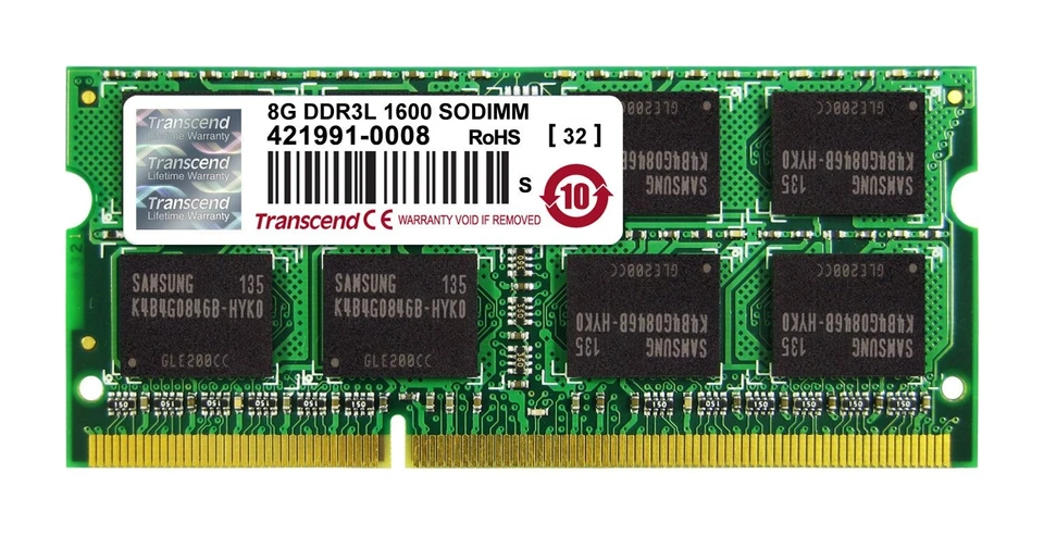 Transcend 8 GB DDR3L 1600Mhz SO-DIMM 2Rx8 512Mx8 CL11 1.35 V - Image 1 of 3