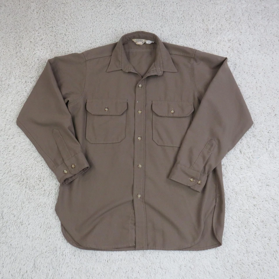 Vintage Cabela's Shirt Mens Large Brown Button Up Made in USA Workwear 80s 90s - Image 1 of 4