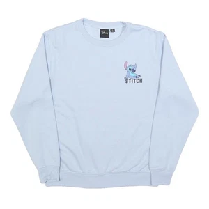 Sudadera pulóver de mezcla de algodón M cuello redondo puntada azul Disney para mujer dibujos animados - Imagen 1 de 6