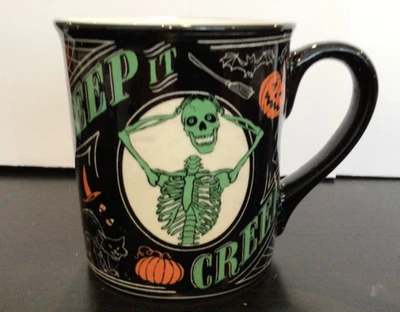 Taza de café grande Halloween Jack O linterna esqueleto gato negro mantenerlo arrastrarse NUEVO Foto 1 de 4