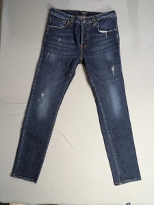 Philipp Plein Illegal Fight Club Straight Cut Jeans 34x32 Distressed Dark Blue - Picture 1 of 14