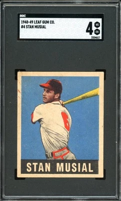 1948 Leaf #4 Stan Musial HOF St. Louis Cardinals SGC 4 VG-EX CENTERED - Image 1 of 2