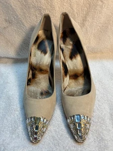Roberto Cavalli Rhinestone Leather High Heel Pumps Size 37 B2 - Picture 1 of 11