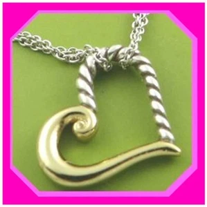 BRIGHTON KINDRED HEART Silver Gold Twist PETITE Pendant Cute NECKLACE NWtag $48 - Picture 1 of 4