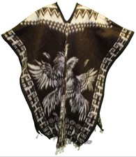 HEAVY BLANKET Mexican PONCHO GALLOS 2 DARK BROWN ONE SIZE FITS ALL Blanket Gaban