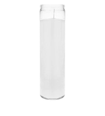 5 Pk  Candles White Prayer Pillar Clear Glass 8”h/Velas /Religion/Unscented - Image 1 of 3