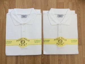 2 X ADULTS VINTAGE PIQUE POLO SHIRTS SCHOOL CASUAL / SPORT WHITE GOOD SIZE M - Picture 1 of 1