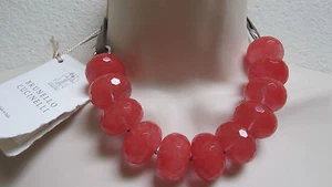New Brunello Cucinelli Coral Qartz Natural Stones & Silver Jewelry Necklace . - Picture 1 of 1