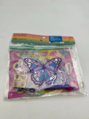 Yoobi Butterfly Activity Set Pouch Stamps Ink Sticker Notepad 35 - NEW - Image 1 of 2