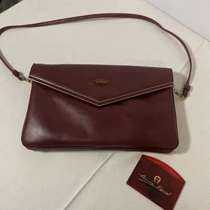 Bolso de Hombro Etienne Aigner Vintage Hecho a Mano Cuero Borgoña Doble Compartimento - Imagen 1 de 14