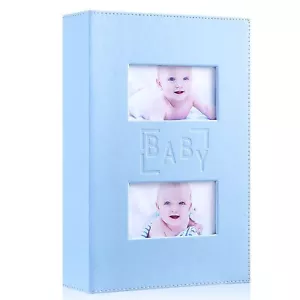 Baby Boy Photo Album 4x6 300 Pocket Pictures Leather Cover Newborn Shower Boy... - Picture 1 of 6