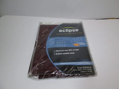 Eclipse Thermaback Geometric Woven Texture Grid Dobby Valance 42"x16" Burgundy - Image 1 of 4