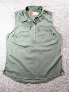 The American Outdoorsman Women's Sleeveless Collard Half Button Down Shirt Size - Picture 1 of 9