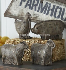 SET OF (4) Antique Tin Style Rustic Distressed Resin Chocolate Mold Farm Animals