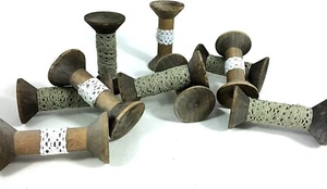 Wooden Spools with Lace 3 Set of 10, Wooden Spools, NEW - Picture 1 of 2