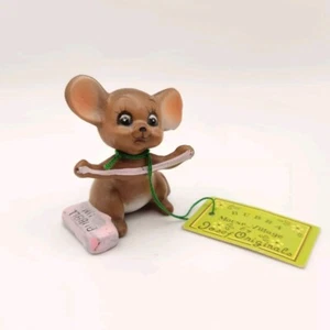Vintage Josef Originals Mouse Village Bubba Figurine with Bubble Gum Japan - Picture 1 of 5