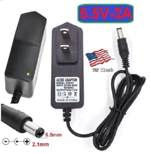 5.5V 2A AC/DC Adapter Power Supply for Home Electronics with 5.5x2.1mm Plug - Picture 1 of 7