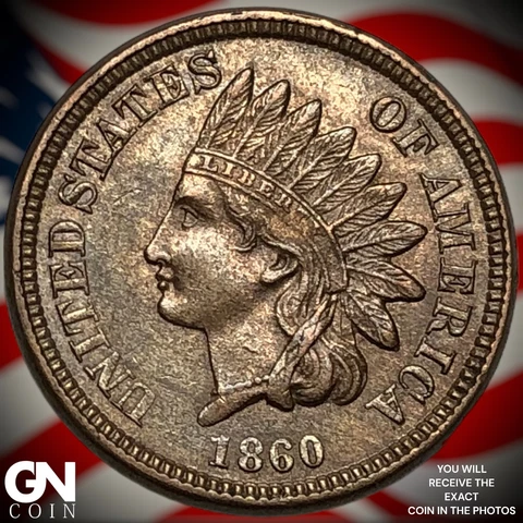 1860 Round Bust Indian Head Cent Penny  Q3491 Cover