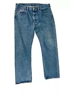 Levi Strauss & Co. 501 Button Fly 35 x 32 Straight Leg Medium Wash Denim Jeans - Bild 1 von 10