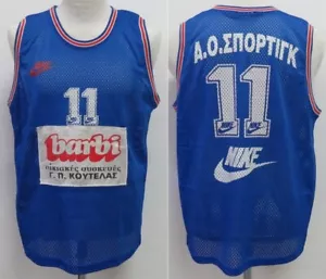 NIKE SPORTING B.C. JERSEY GREEK ΚΑΕ ΣΠΌΡΤΙΓΚ GREEK BASKETBALL TEAM PATISSIA WORN - Picture 1 of 13