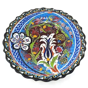 10" Turkish Polychrome Hand Painted Ceramic Plate Floral Pattern Handmade Plate - Picture 1 of 4