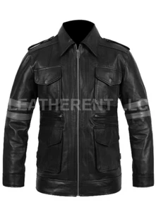 RE6 Gamer Resident Evil Classic Leon Kennedy Costume Men's Real Leather Jacket - Picture 1 of 4