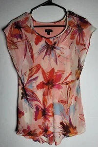 Cupio Womens Small Short Sleeve Pink Floral Tee Top  - Picture 1 of 3