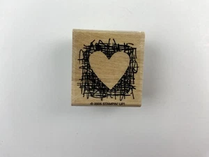 Rubber Stamp Wood Mount 1.75" x 1.5" Stampin Up Reverse Heart Dark Surrounding - Picture 1 of 4