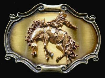 Western Cowboy Bronc Horse Raintree Vintage Belt Buckle - Image 1 of 4