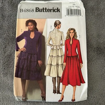 Butterick Pattern 4868 Sz 14-20 Jacket Blouse Skirt Flared Tiered Midi - Image 1 of 4