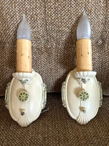 Vtg Art Deco Riddle Co Design PAIR Switched Wall Sconce Metal Light Fixture USA - Picture 1 of 12