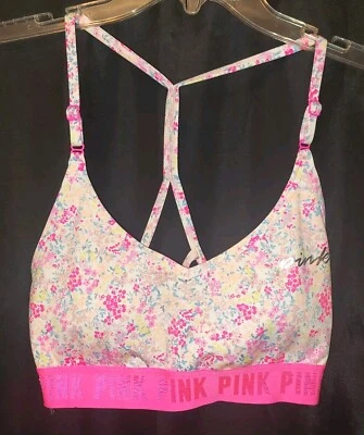 Sujetador deportivo Victoria Secret ROSA Top floral grande ligeramente forrado almohadillas extraíbles Foto 1 de 3