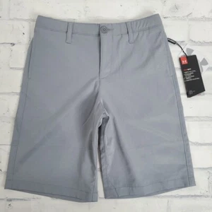Under Armour Shorts Boys 12 Golf Heat Gear Gray Elastic Waist 9" Loose Fit New - Picture 1 of 10