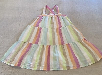 Gap Niños Niñas Talla M 8-9 Lino Mezcla Algodón Rayas Solero Forrado Campesino/Boho Foto 1 de 4