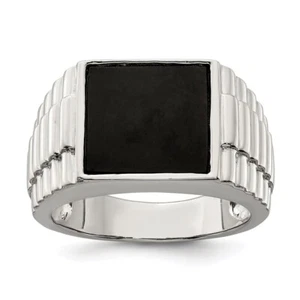 Sterling Silver Rhodium-plated Onyx Ring Size 9 for Men's 10.85gm - Picture 1 of 6