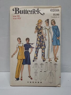 Butterick Vintage Sewing Pattern #6208 Misses Dress & Pants Size 18 -Cut- - Image 1 of 4