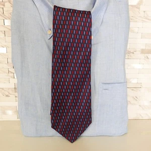 Mens Textured Neck Tie Blue Red Woven Silk Suit Dress Wide Corpcore GRANT THOMAS - Picture 1 of 9