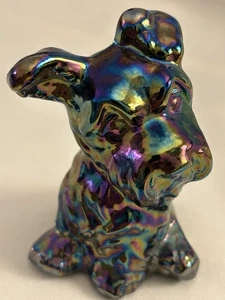 Fenton Kunstglas Scottie Hund irisierend Pflaume/Lila/Gold 95. Jubiläum F-Etikett - Bild 1 von 10