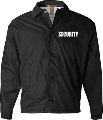 Security nylon jacket in with Reflective logos, front and back with Pockets - Image 1 of 2