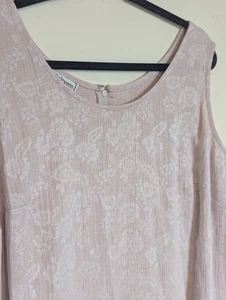 Pink Shift Dress Sz 18P Crinkle Damask Floral Sheen Lagen  Quiet Luxury Wedding - Picture 1 of 11