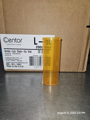 Lot Of 60 CENTOR L-60  DRAM VIALS, 50mm Amber Medicine Bottles Free Shipping  - Image 1 of 2