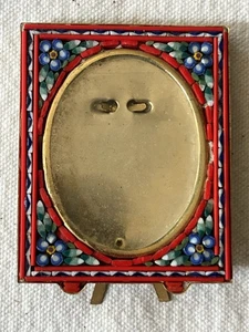Vintage Miniatur Mosaik Bilderrahmen - rote Blumen - Made in Italy - 2,5” x 2” - Bild 1 von 9